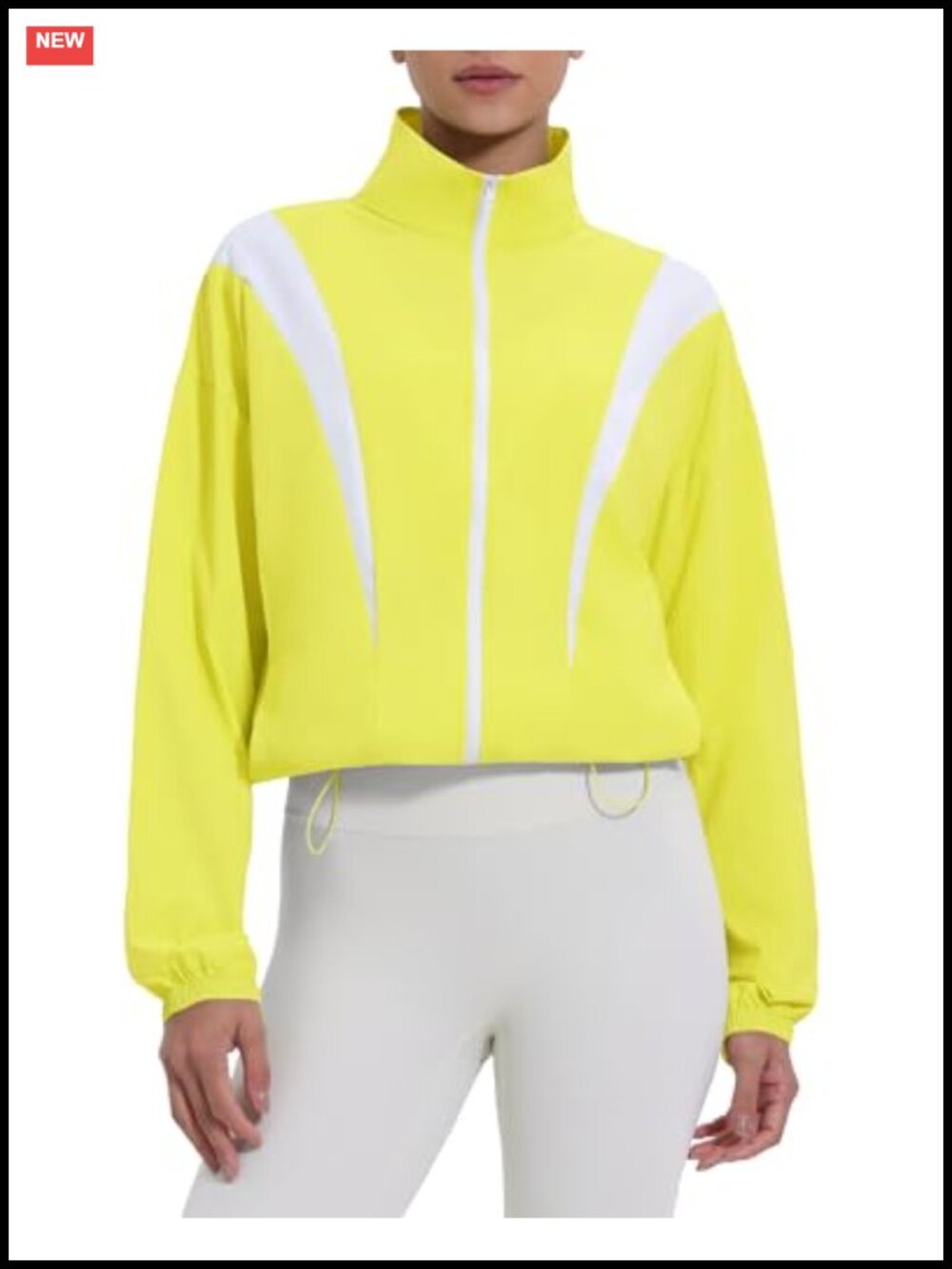 Lightweight Cropped Full Zip Athletic Jacket with Stand Collar